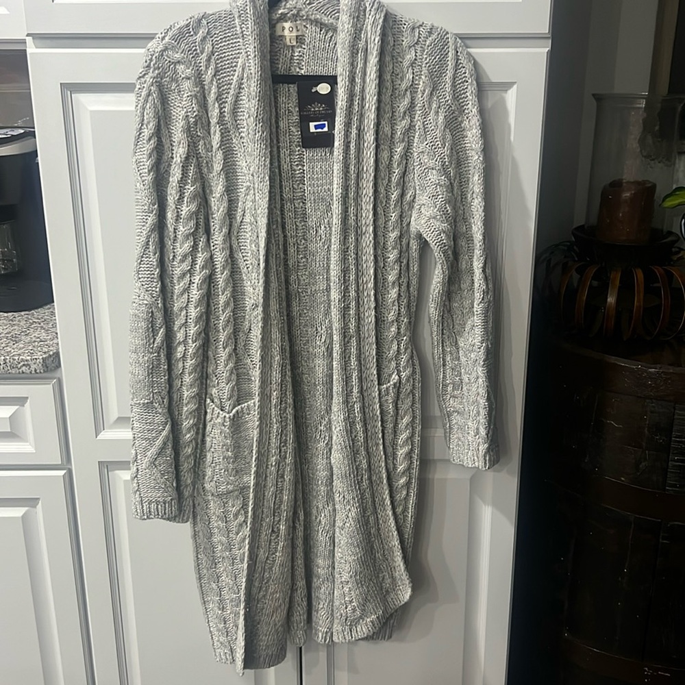POL knit hooded cardigan sweater